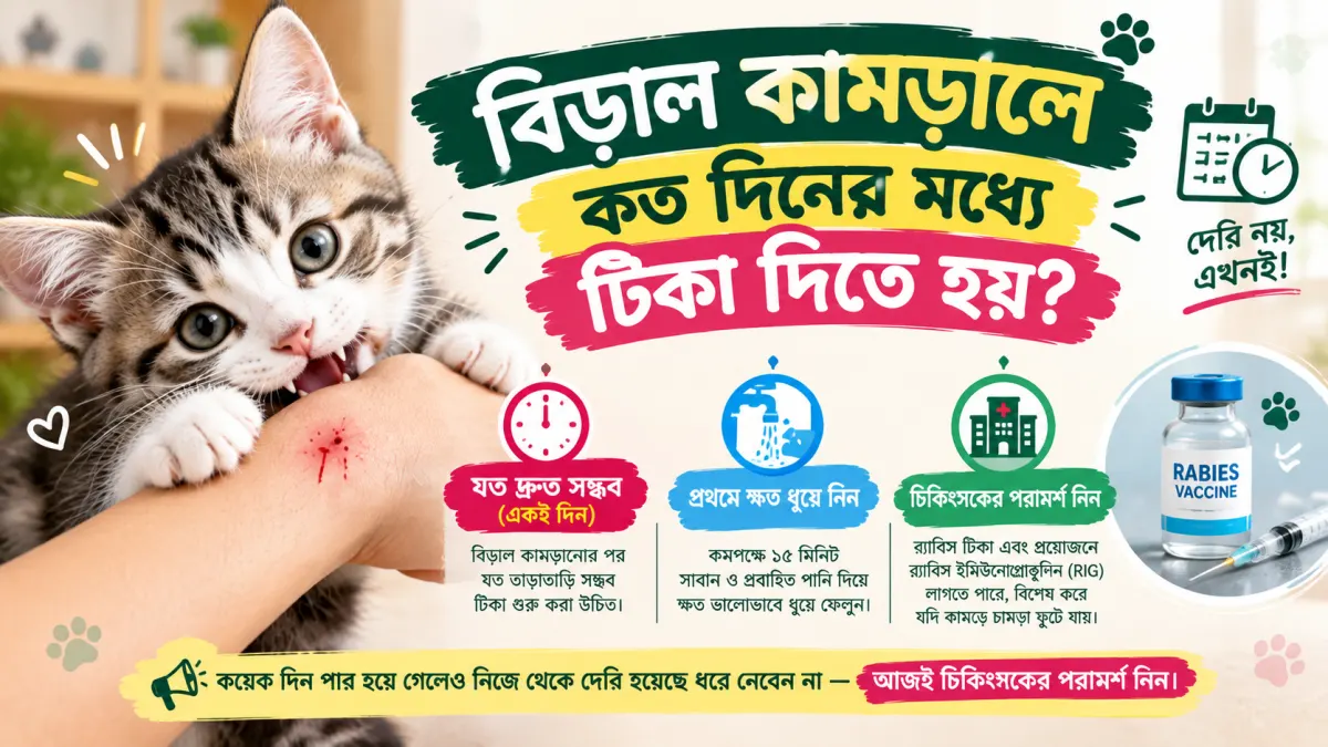 বিড়াল কামড়ালে কত দিনের মধ্যে টিকা দিতে হয়