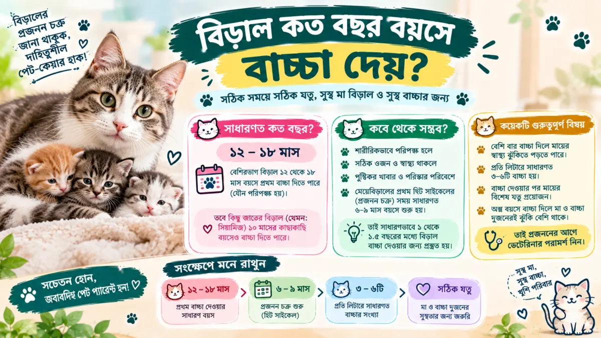 বিড়াল কত বছর বয়সে বাচ্চা দেয়