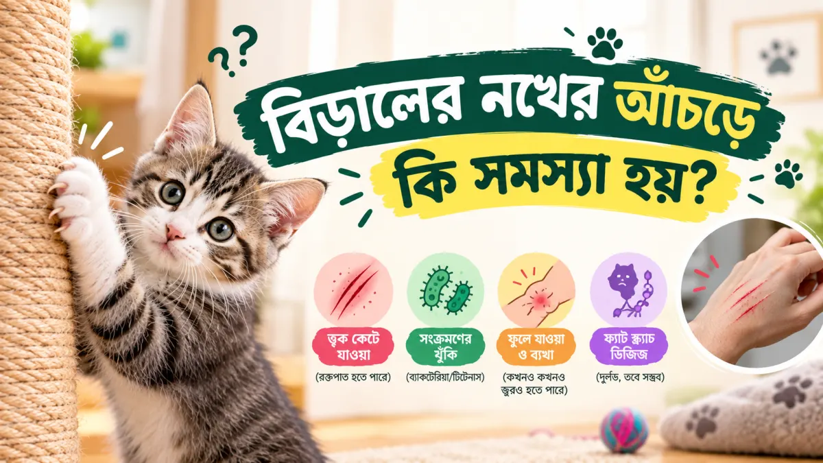 বিড়ালের নখের আঁচড়ে কি সমস্যা হয় এবং করণীয় কি?