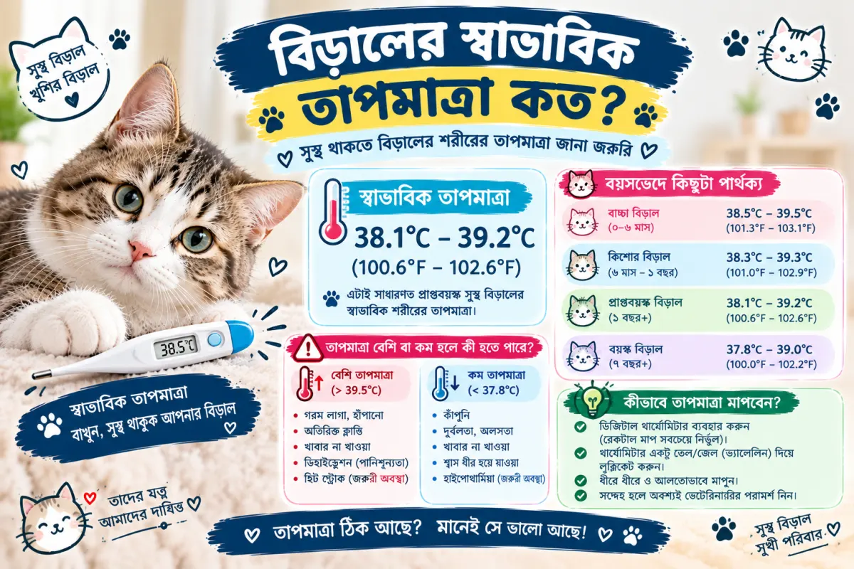 বিড়ালের স্বাভাবিক তাপমাত্রা কত