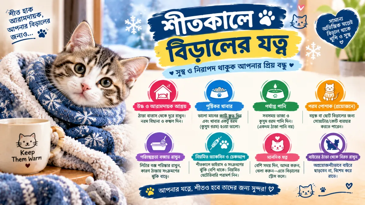 শীতকালে বিড়ালের যত্ন