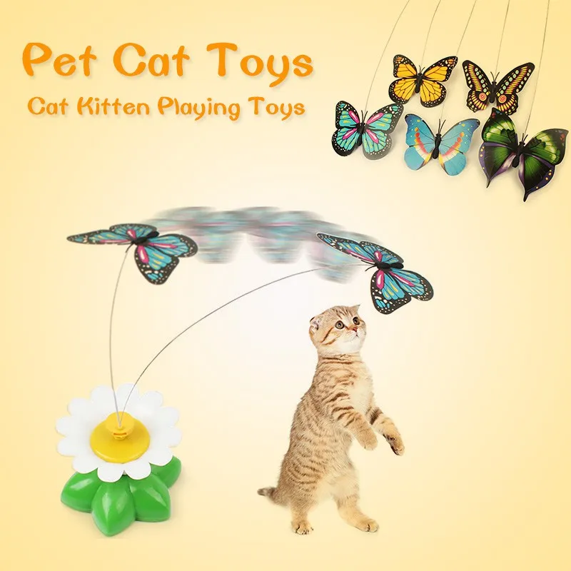 Cat Toy Electric Rotating Colorful Funny Butterfly