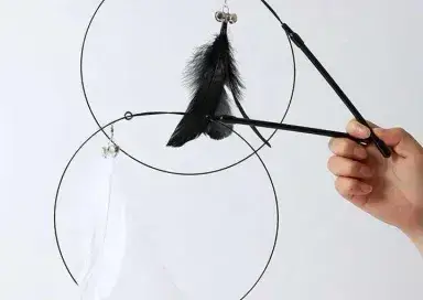 Pet Cat Toy Cat Wand Fluffy Feather with Bell Sucker Premium