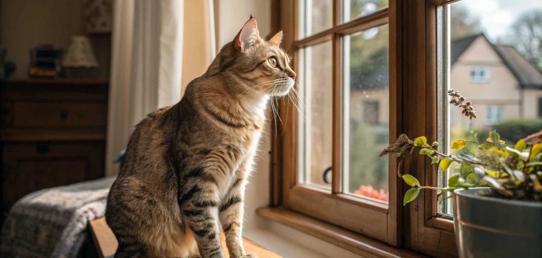 বিড়াল সম্পর্কে অজানা তথ্য - একটি সুন্দর পোষা বিড়াল জানালার পাশে বসে আছে